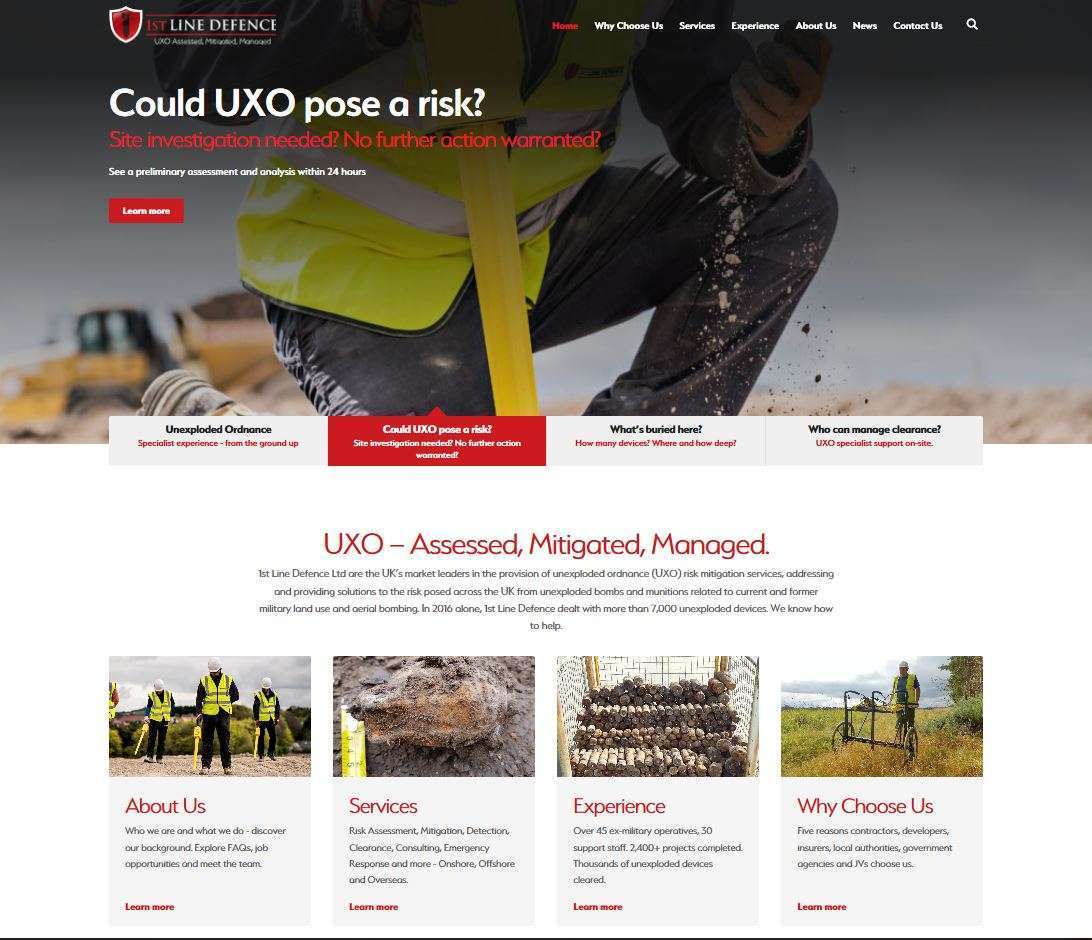 Visual of the 1st Line Defence website homepage