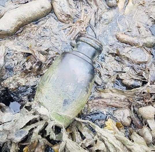 Unexploded WWII-era grenade which was discovered on an area of coastline east of Lymington, Hampshire.