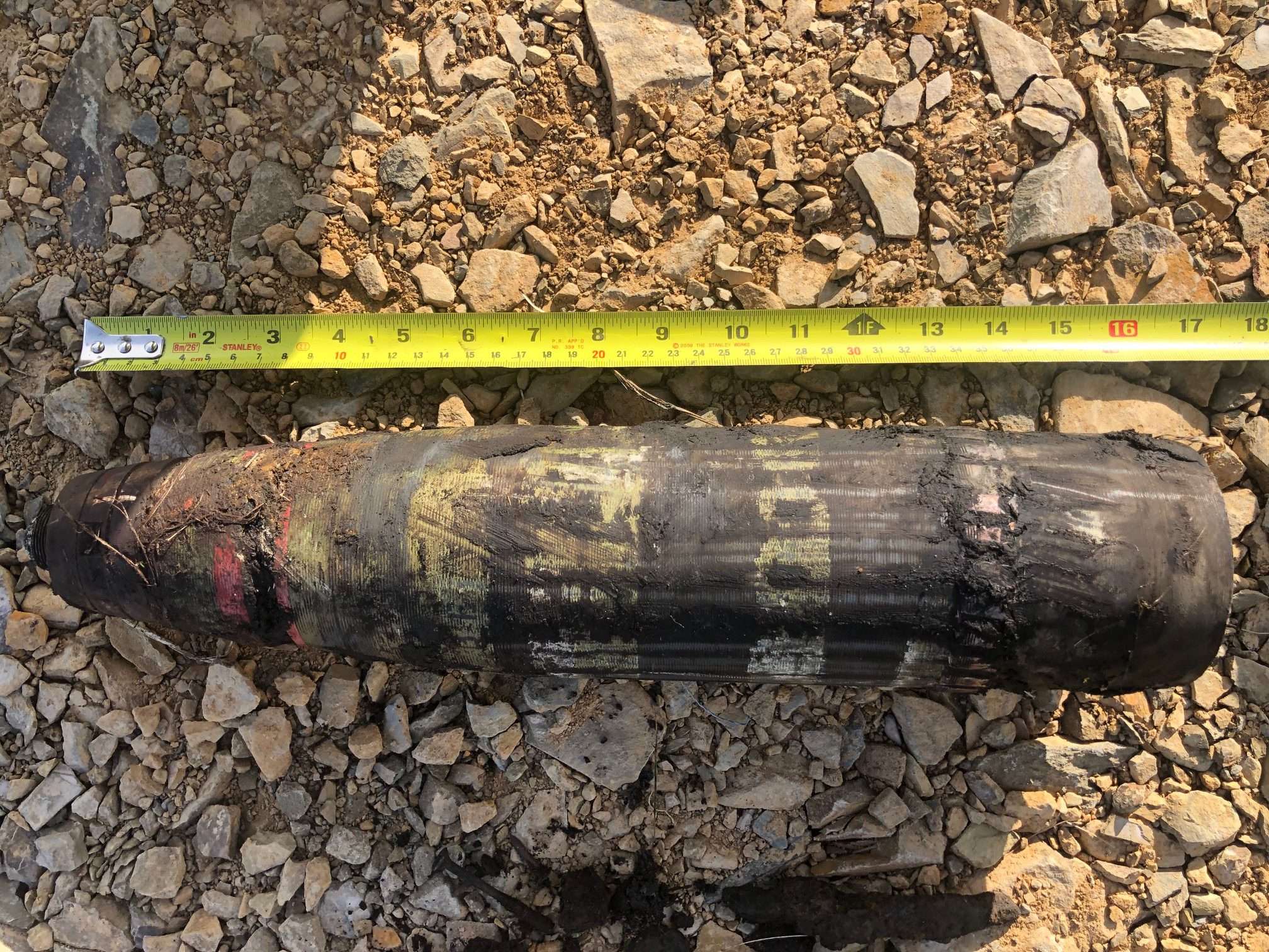 25lb smoke projectile which was recovered from a Scottish wind farm development by 1st Line Defence.