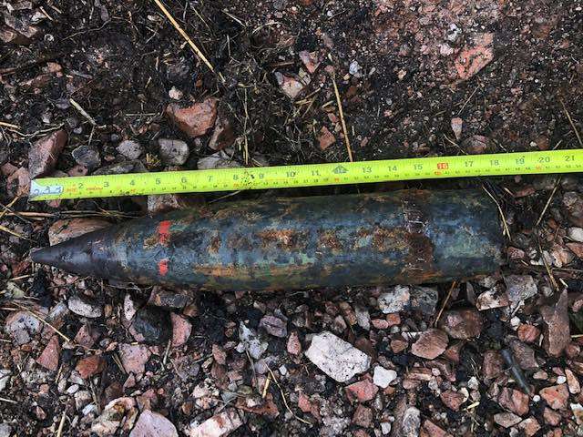 25lb WWII-era projectile which was discovered on a Scottish wind farm project by 1st Line Defence.