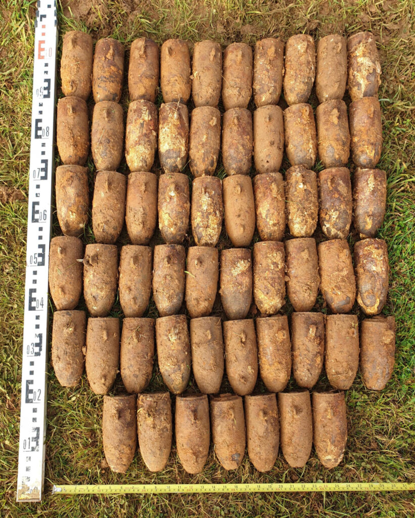 Several 10lb & 11.5lb WWII Practice bombs found on a UK Airfield