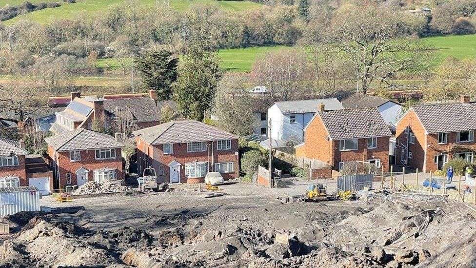 Doors, windows and roofs that were damaged on houses which face the site where the 1,000kg WWII Bomb was detonated in Exeter. Image source: Ministry of Defence/PA Wire via BBC News.