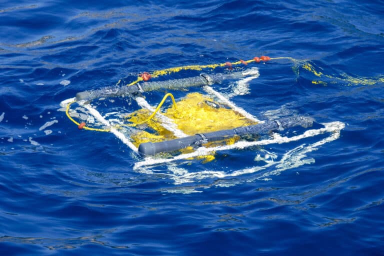 Remotely Operated Underwater Vehicle (ROV) working in the ocean