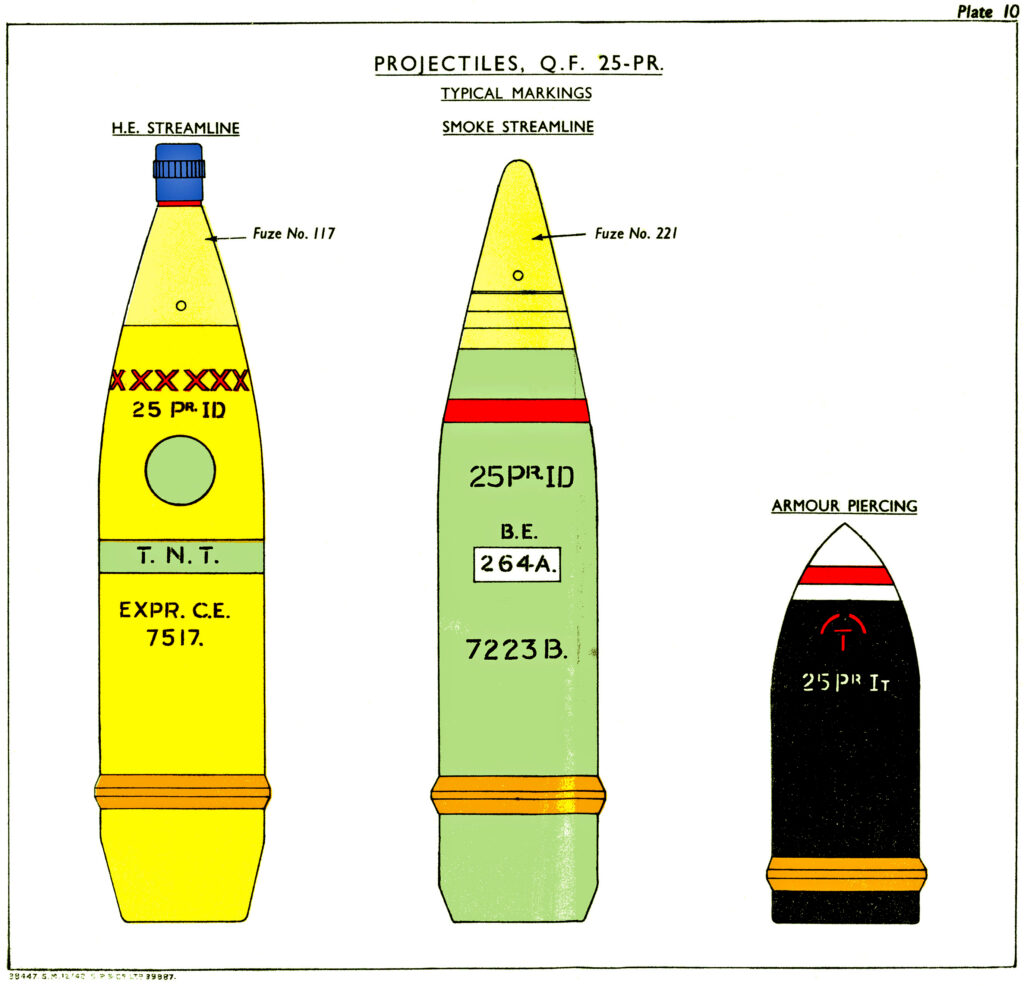 Specification sheet for a 25lb solid shot projectile
