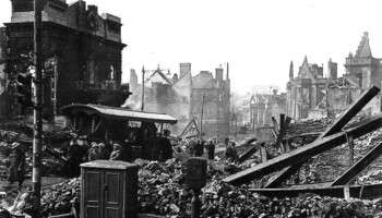 Bomb damage caused to Swansea city centre during WWII