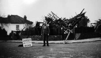 Damage caused to Walliscote Road in Bristol after a bombing raid during WWII