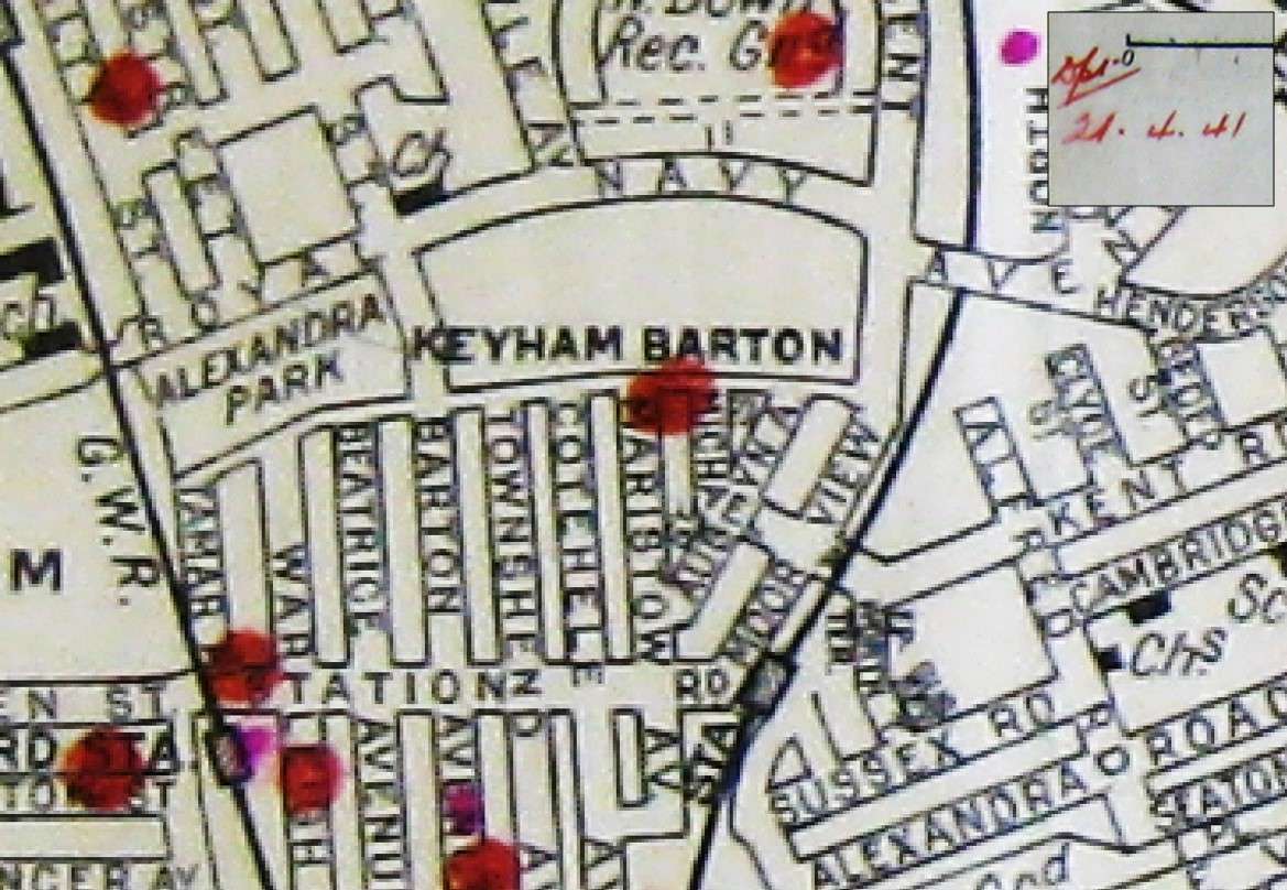 Bomb plot map of Plymouth.