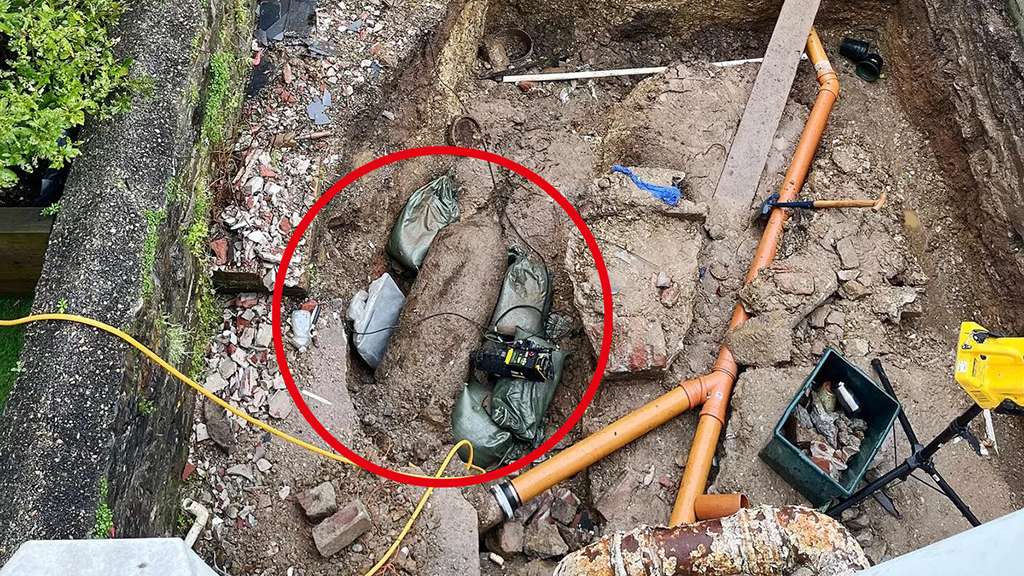 WWII Unexploded 500kg bomb discovered at St Michael Avenue in Keyham, Plymouth. (Image credit: FPS Images)