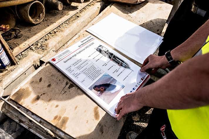 1st Line Defence operative carrying out UXO Safety and Awareness Training