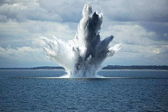 UXO Disposal operation of a Sea Mine in the Ocean