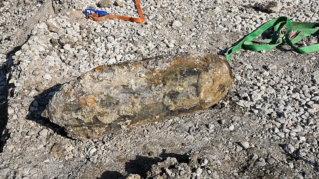 1,000lb unexploded British bomb that was discovered by construction workers in Paris.