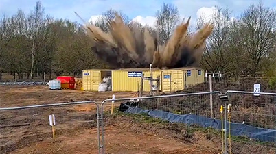 UXO Disposal operation and the blast following detonation, carried out by 1st Line Defence