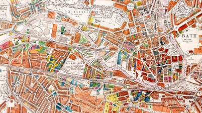 Bomb damage map for the City of Bath, a typical resource used by 1st Line Defence to create UXO Risk Assessments