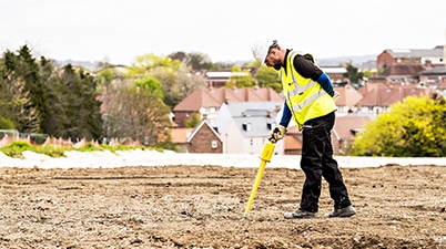 1st Line Defence operative completing UXO Support – Search & Clear operations for a construction site in the UK