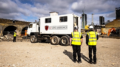 1st Line Defence operatives overseeing a UXO Intrusive Survey operation for a construction site in London