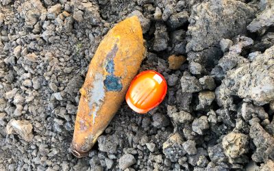 250lb British unexploded bomb discovered by 1st Line Defences operatives in Spaldington in Yorkshire.
